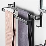 Badezimmer-Leiter-Handtuchhalter mit doppelter Handtuchstange, Aluminium, Wandmontage, Handtuchhalter mit Haken, Küchenhandtuchleiter für Hand, Geschirr und Geschirrtücher, 40 cm