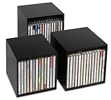 cubix CD-Box schwarz, CD-Aufbewahrungs-Boxen aus Holz, Set mit 3 CD-Boxen. Zur Aufbewahrung von bis zu 40 CDs. Dekoratives, ansprechendes Design.