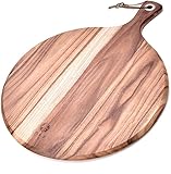 Pizzateller Schneidbrett aus Holz ,Schnittfestes Pizzabrett, Serviertablett,Pizza-Paddel Pizzaschaufel aus Holzteller Pizzabrett Rund, Tablett für Pizza,Pizza, Keksen, Kuchen, Brot,40 x 30 x 1,3 cm