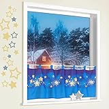 Weckbrodt Scheibengardine Stars, blau mit 4 LED, ca. 45x120 cm