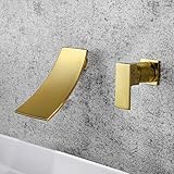 CGLOVEWYL Wasserfall Badewanne Wasserhahn Wandhalterung Badewanne Wasserhahn Einhebel Badewanne Armaturen Waschbecken Wasserhahn Gold