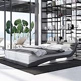 INNOCENT® - Hameni LED | 180x200cm H2 | Designer Boxspringbett in Weiss PU/Stoff Grau | Hotelbett Designerbett in Härtegrad H2