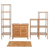 Mendler Badezimmerset HWC-B18, Komplett Badezimmer Badmöbel Badset Badschrank, Bambus