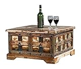 The Wood Times Couchtisch Tisch Massiv Vintage Look Delhi Holz FSC Recycled, LxBxH 70x70x40 cm