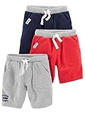 Simple Joys by Carter's Jungen Shorts aus Strick, 3er-Pack, Rot/Grau/Marineblau, 4-5 Jahre