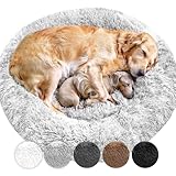 Wahre Tierliebe Hundebett Wolke 7 - Das Original - waschbar [XXL, 140cm, grau] Hundekissen, Hundekorb, Flauschiges Hundebett für große, mittelgroße & kleine Hunde