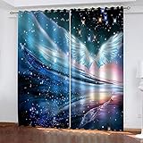 GSKOQD Verdunklungsvorhänge 3D Digitaldruck Sternenhimmel-Engelsflügel Ösen Vorhang 2Er Set 220X214Cm (B X H) Verdunkelungsvorhang Blickdicht Gardinen Kinderzimmer Schlafzimmer Wohnzimmer Thermovor