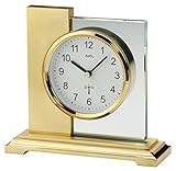 AMS Funk Tischuhr, Holz, Gold, 17 cm x 16 cm x 6 cm