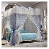 Europäisches Moskitonetz, Himmelbett-Moskitonetz mit Rahmen, Bettnetz, dreitürig, für Einzel- bis Kingsize-Betten, Hängematten, Kinderbetten (Farbe: Grau, Größe: 1,8 x 2,2 m Bett)
