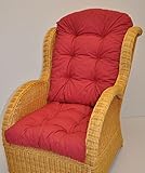 Premium Qualität - Polster / Kissen / Ersatzpolster für Rattan Ohrensessel / Rattansessel , Colore Rosso (rot)