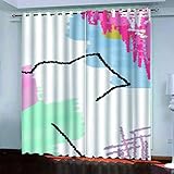 SATUSA Vorhänge Wohnzimmer Blickdicht Gardinen Verdunkelungsvorhang Schlafzimmer Kinderzimmer Thermovorhang Fensterdekoration 3D Kreative Bunte Kunst Muster Ösenschal 2Er Set 200X160Cm