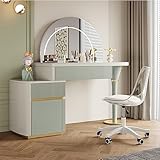 Schminktisch mit 3-Farben-Touchscreen-beleuchtetem Spiegel,Frisiertisch mit kompletten Schubladen aus Kiefernholz,modernes Schlafzimmer Kosmetiktisch mit gepolstertem Hocker ( Color : B , Size : 118.3