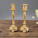 Sziqiqi 2er Set Kerzenständer Kerzenhalter Kerzenleuchter in Gold für schabbat Kerzen, Metall Deko Kerzenständer, Vintage Kerzen Ständer Tischdeko für Hochzeit Wohnzimmer Tabelle Schabbat, Gold