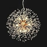 Lingkai Moderne LED Lampe Kristall Deckenleuchte Elegante Runde Kronleuchter Runde Pendelleuchte für Schlafzimmer Wohnzimmer Restaurant Esszimmer Unterputz Hängeleuchte Φ 55cm (Gold)