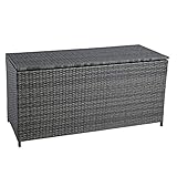 ESTEXO Polyrattan Auflagenbox Kissenbox Gartenbox Gartentruhe Aufbewahrungsbox Auflagentruhe Aufbewahrungstruhe Kissentruhe (Anthrazit-Grau)