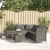 Tidyard 4-TLG. Gartenlounge Set Polyrattan, Ecklounge Gartenmöbel, Loungemöbel Terrasse, Balkonlounge Set Rattan, Terrassensofa, Gartensofa Lounge mit Auflagen Poly Rattan Grau