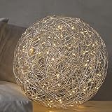 Star Trading LED Leuchtkugel Trassel, Dekokugel Weihnachten aus Draht in Silber für innen und außen, warmweiß, mit Kabel, Ø: 50 cm, IP44