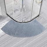 Ledph Duschvorleger Eckdusche, Badteppich Eckdusche In Grau, rutschfest Badematte Halbrund Gebogene Duschmatte, Waschbar Badezimmerteppich Mikrofaser,61 * 143cm