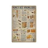 Honey Bee Knowledge Poster, Metallblechschild, Wandschild, Dekoration, Vintage-Retro-Schild, Eisenmalerei, Aluminiumschild für Heimdekoration, Bar, Shop, Männer, Höhle, Außenbereich, Garage, Innenbere