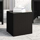 Tidyard Beistelltisch Gartentisch Couchtisch Balkontisch Holztisch Blumenhocker Gartenmöbel Schwarz 40x37x40,5 cm Poly Rattan