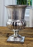 MichaelNoll Vase Blumenvase Gefäß Pokalvase Dekovase Aluminium Silber Luxus, Deko Modern, Wohnzimmer, Schlafzimmer, S 29 cm