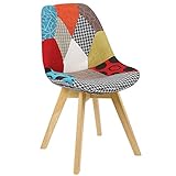 WOLTU BH29mf-1 1 x Esszimmerstuhl 1 Stück Esszimmerstuhl Design Stuhl Leinen Küchenstuhl Holz Mehrfarbig