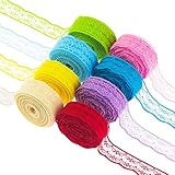 Fyihoxi 8 Rollen Spitzenband Vintage, 10m Buntes Spitzenband, Spitze Borten und Bänder zum Nähen, Spitzenborte Bunt für Basteln Nähen Hochzeit Deko Scrapbooking Geschenkbox