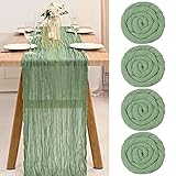 Käsetuch Tischläufer 4 Stück Grau grün Rohe Baumwolle Tischfahne Transluzent Tischfahne Gaze Tischdecke 10 Fuß Bohemian Stil Land Dekoration Küche Hochzeit Urlaub Party Supplies Grau grün 300cm