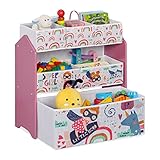 Relaxdays Kinderregal mit 6 Aufbewahrungsboxen, HxBxT: 66 x 63 x 30 cm, Mädchen, Spielzeugregal fürs Kinderzimmer, bunt