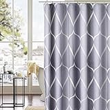 trounistro Duschvorhäng, Duschvorhang Anti-Schimmel Duschvorhang aus Polyester Wasserabweisend Shower Curtain Anti-Bakteriell mit 12 Duschvorhangringen (weiß grau, 180*200)