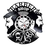 Qwertfeet Wanduhr für Friseursalon, Friseurdekoration, Wanduhr zur Registrierung von Vinyl, hängende Wanduhr für Friseur