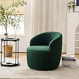 LouisaYork 64 x 64 x 71 cm, 42 cm Sitzhöhe, Sessel für Wohnzimmer, weicher Teddy-Stoff, drehbarer Akzentsessel, Teddy-Sessel, Einzelsofa, Lesesessel für Schlafzimmer, Wohnzimmer, Heimbüro (grün)