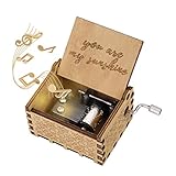 Hölzerne Spieluhr You Are My Sunshine Handkurbel Spieluhren Antike Geschnitzte Musik Box Holz für Geburtstags Valentinstag Weihnachten Geschenk