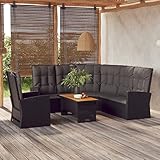 Yolola Poly Rattan Lounge mit Verstellbare Rückenlehne Gartenmöbel Ecklounge Frei Kombinierbare Elemente Ecksofa Gartengarnitur Garten Balkon Terrasse Outdoor Schwarz