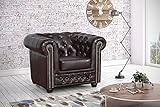 Chesterfield Sessel 1 Sitzer in Kunstleder Vintage braun Couch Polstersofa Sofa