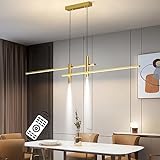 DDYY dimmbar Pendelleuchte LED Hängelampe,Moderne Kreatives Pendelleuchte mit Fernbedienung Hängeleuchte für Esstische, Büros, Esszimmerl Wohnzimmer Licht (gold, 90cm/26w)