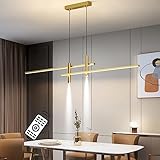 DDYY dimmbar Pendelleuchte LED Hängelampe,Moderne Kreatives Pendelleuchte mit Fernbedienung Hängeleuchte für Esstische, Büros, Esszimmerl Wohnzimmer Licht (gold, 90cm/26w)