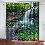 RANIEL Fall Vorhang Blickdicht Gardinen mit Ösen Cigno 3D Druck Blickdichte Vorhänge Vorhang Verdunkelung Wärmeisolierend Wohnzimmer Schlafzimmer 2 Stück 110x215 cm (BxH)