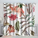 LUORU 3D Blumen Vorhänge Abdunkelnd mit ösen 140x160 cm Polyester Scheibengardinen Karikatur Retro Romantisch Gardinen Blickdicht 2er Set Schallschutz Vorhang für Kinderzimmer Wohnzimmer Schlafzimmer