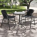 ZEYUAN Gartentisch, Klapptisch Garten, Balkontisch, Garten Tisch, Balkonmöbel, Tisch Klappbar, Ø50x71 cm Stahl Anthrazit