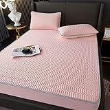 Wasserbett Boxspringbett Spannbettlaken 180 * 200 cm, 3 Stück, Sommer-Latexmatten-Bettlaken, Eisseiden-Tagesdecke, Heimtextilien für Erwachsene für Jungen und Mädchen, Rosa