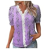Damen-Sommer-Tops, Arbeitsbluse, rosa Tops für Damen, rote Bluse, Damen-Top, Leinen-Top, 3/4-Ärmel, Blusen für Damen, Tops R, 02-light lila, X-Large