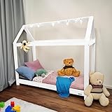 PINEEA Hausbett 90x200 - Kinderbett Haus aus Kiefernholz - Kinder Bett 90x200cm mit Lattenrost für Jungen & Mädchen - Haus Bett Leicht zu Montieren - Unterstützt Kreativität