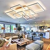 LED Deckenleuchte 106cm Weiß 8-Schichtig Rechteckig, Deckenleuchte Wohnzimmer Dimmbar mit Fernbedienung Farbwechsel 3000K-6500K Helligkeit Einstellbar, Modern Deckenlampe Schlafzimmerlampe Küche