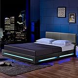 Home Deluxe - LED Bett Asteroid - Dunkelgrau, 180 x 200 cm - Inkl. Lattenrost I Polsterbett Design Bett inkl. Beleuchtung