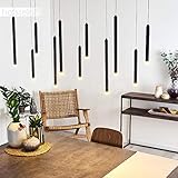 LED Pendelleuchte Porquera, dimmbare 11-flammige Hängelampe aus Metall in schwarz, 11 x LED 2,5 Watt, 3000 Kelvin (warmweiß), 2420 Lumen, über herkömmlichen Lichtschalter in 3 Stufen dimmbar