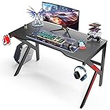 KIDINIX Gaming Schreibtisch 120x60 cm, Gaming Tische für Gaming Laptops, Büro PC Gaming-Tisch mit Kontroller Halterung, Getränkehalter und Kopfhörerhaken