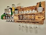 Whisky-Regal Wandbar mit Getränkespender 4 Dosierer Whiskey-Bar Weinregal aus Palette 4 Whiskeygläser Schnapsbar mit Flaschenhalter Weinbar beflammt für 5 Weingläser incl. Aufhängung Palettenmöbel