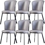 Esszimmerstuhl-Set, Nubukleder, Wohnzimmer, Lounge, Thekenstühle, Karbonstahl, Metallbeine, Haushalt, Schreibtischstuhl (Farbe: Grau)
