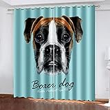 Blickdichte Vorhänge Kinderzimmer 3D Stilvoller Hund Headshot Thermovorhang Kälteschutz Gardinen Mit Ösen Vorhang Wärmeisolierend 140x200 cm Verdunklungsvorhänge Wohnzimmer Schlafzimmer Modern